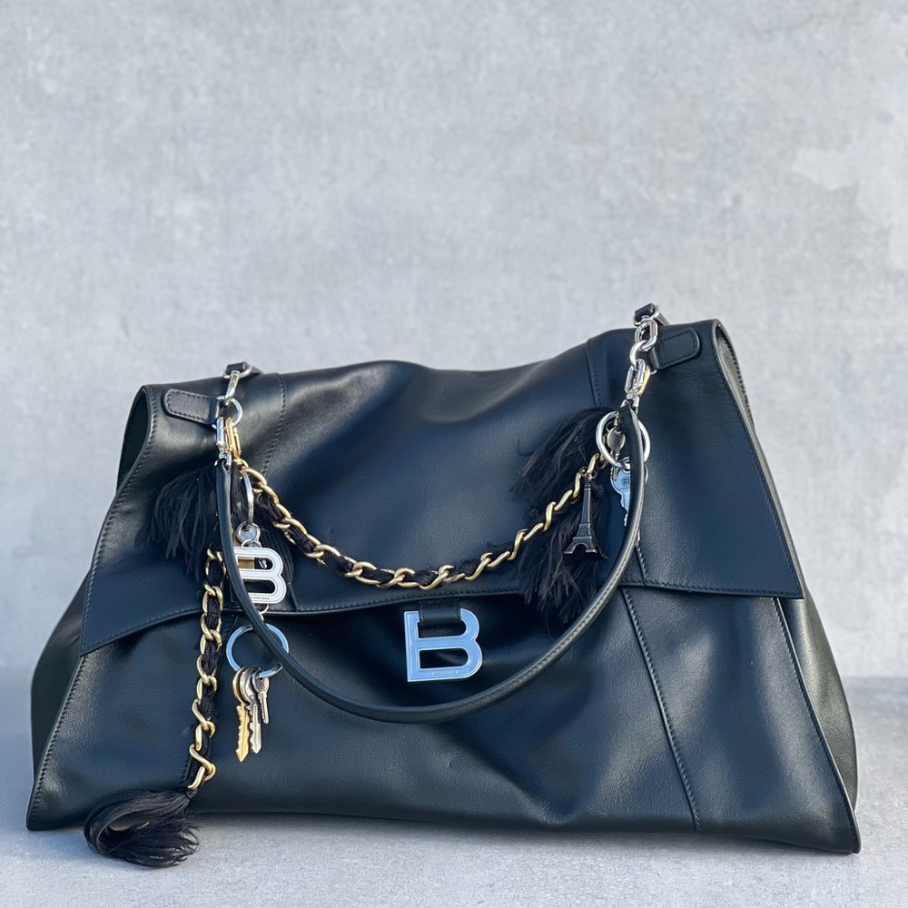 BALENCIAGA - Hourglass Soft Top Handle Smooth Supreme Leather with charms